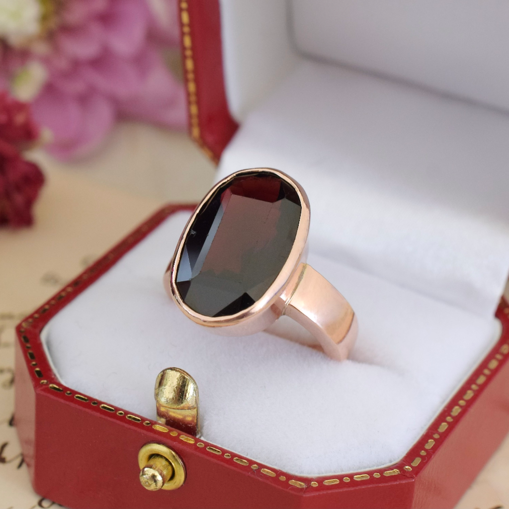 Contemporary 9ct Rose Gold And Almandine Garnet Ring