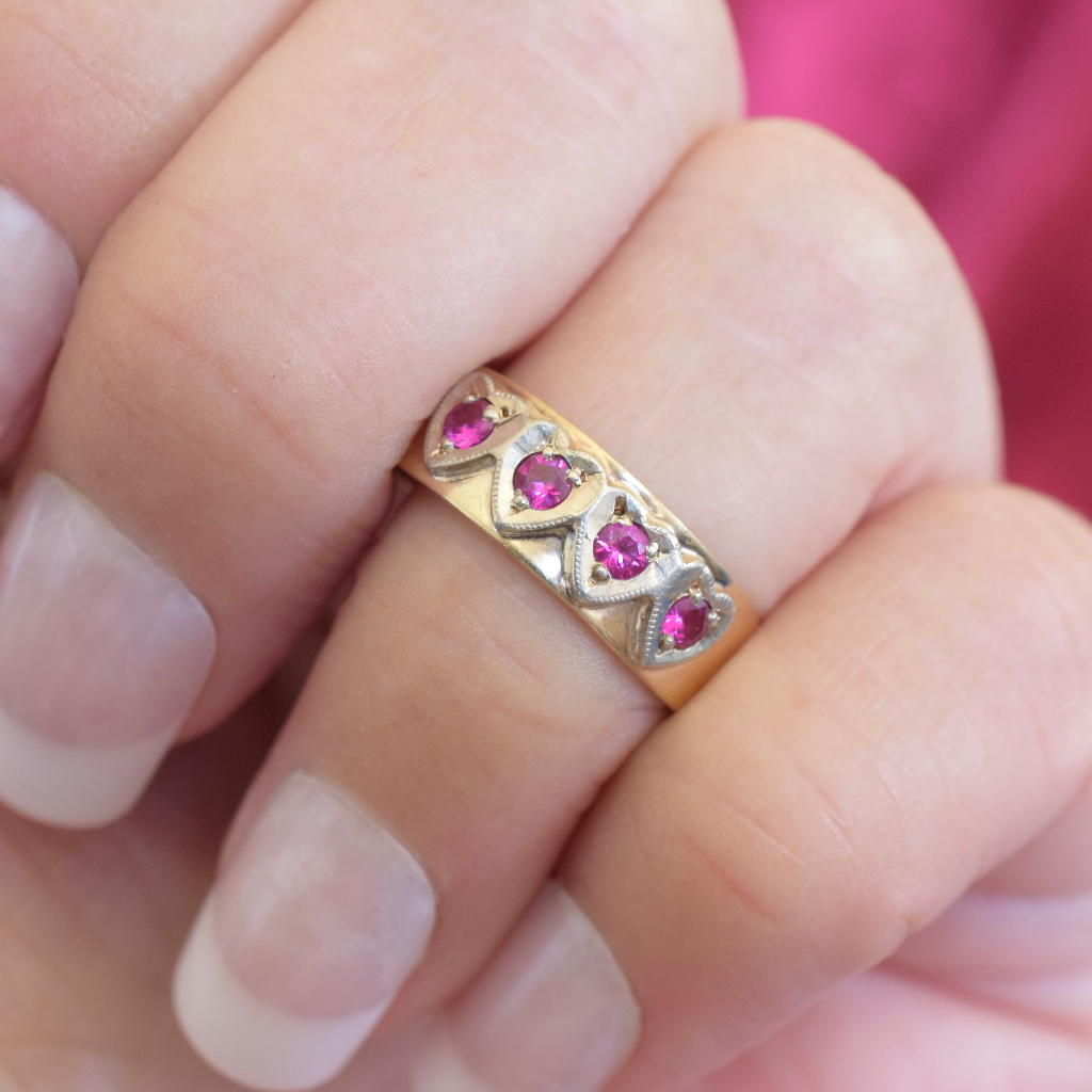 Vintage 9ct Yellow Gold And Spinel ‘Heart’ Ring Circa 1960-70