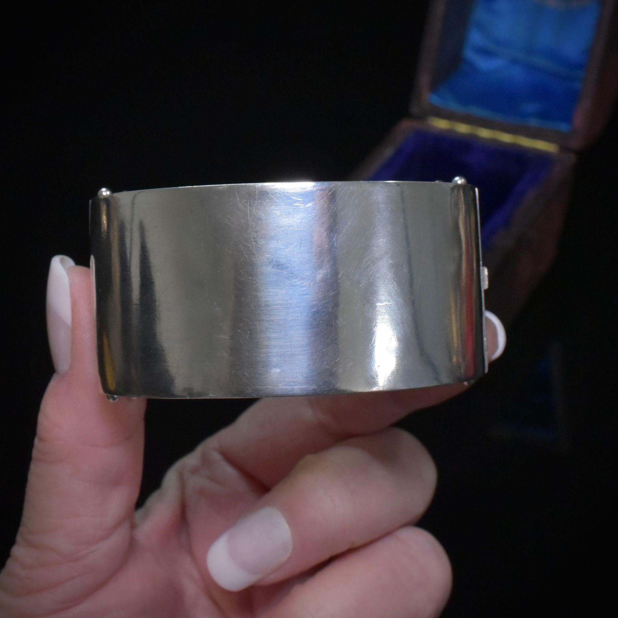 Splendid Antique Victorian Tri-Colour Sterling Silver / 9ct Gold Cuff Bangle - Birmingham 1884