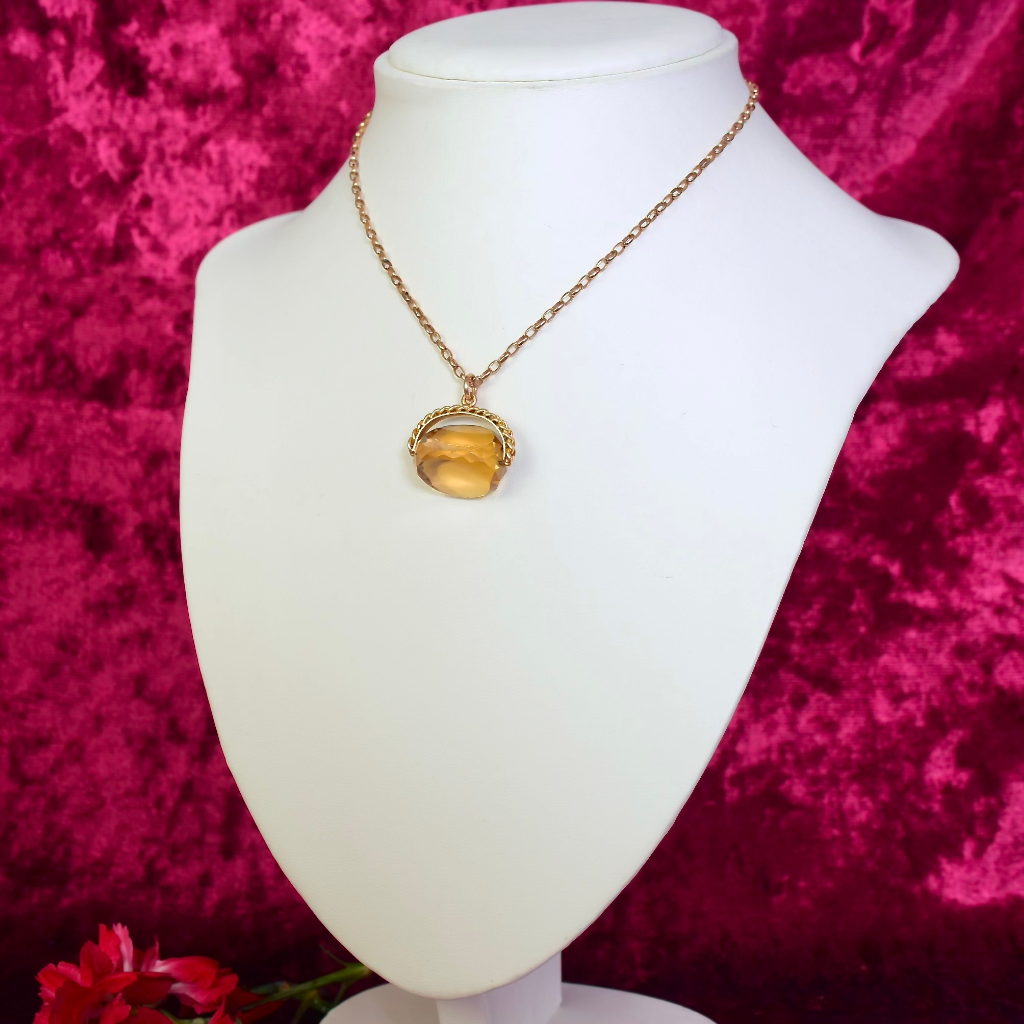 Antique Edwardian 9ct Rose Gold And Citrine ‘Spinner’ Pendant Fob