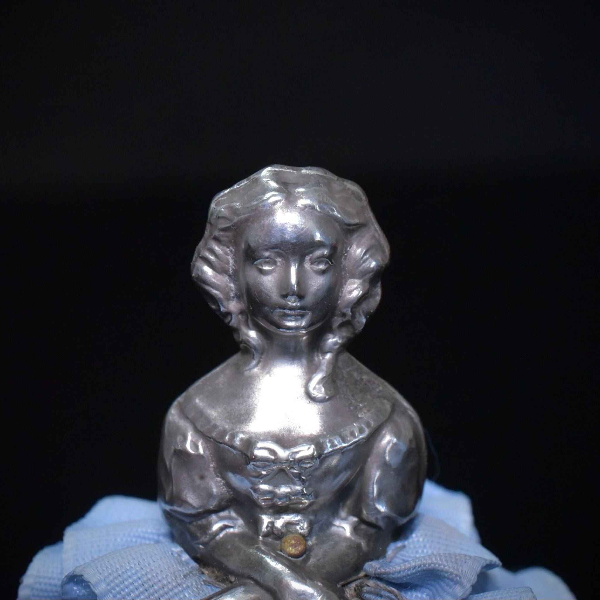 Antique Art Deco Sterling Silver ‘Half Doll’ Pin Cushion By Saunders & Shepard 1921
