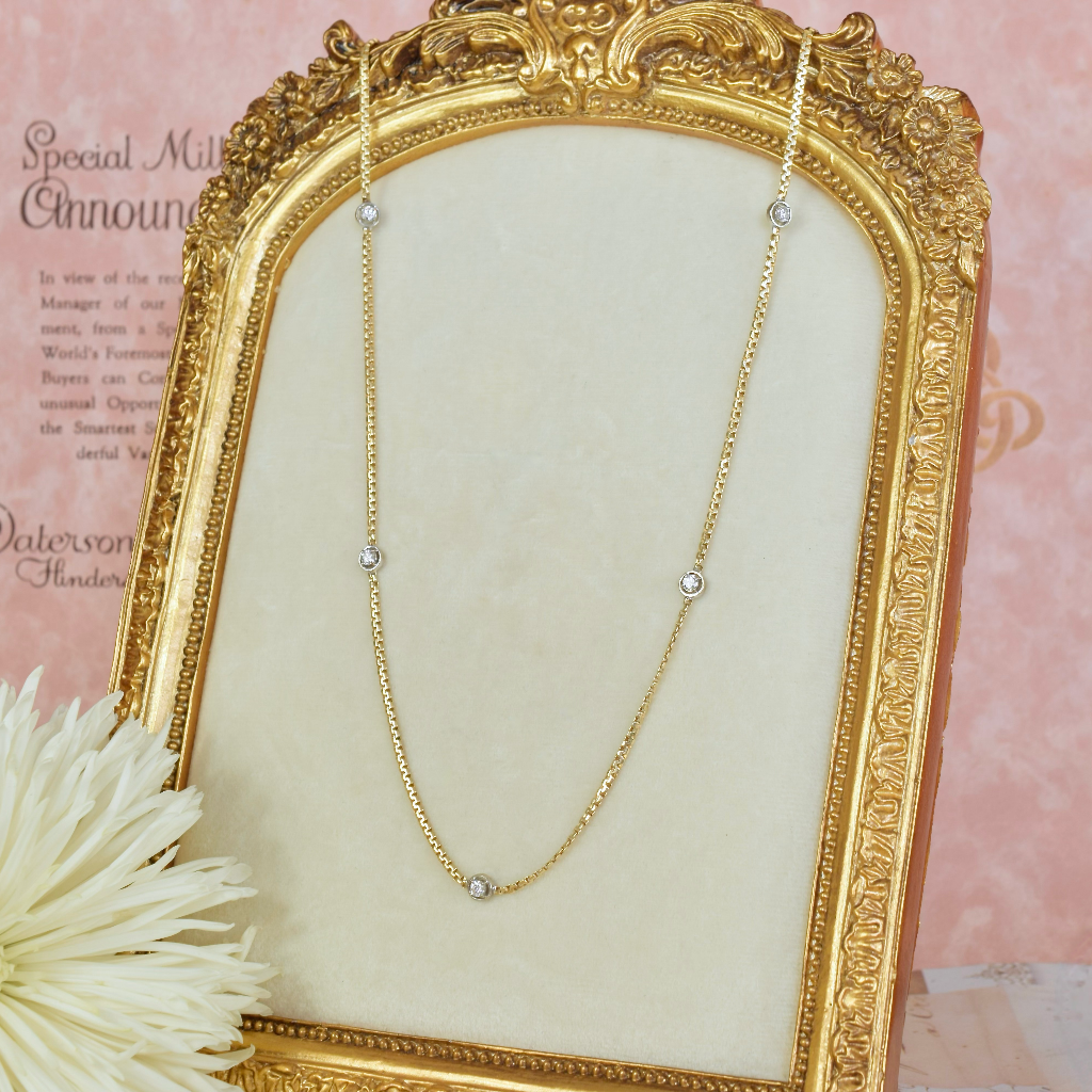 Vintage 14ct Yellow Gold And Diamond Italian ‘Diamonds By The Yard’ Necklace - 78cm