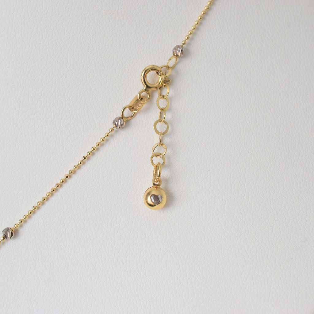 Modern 14ct Yellow And White Gold Fancy Chain And ‘Love Ring’ Necklace