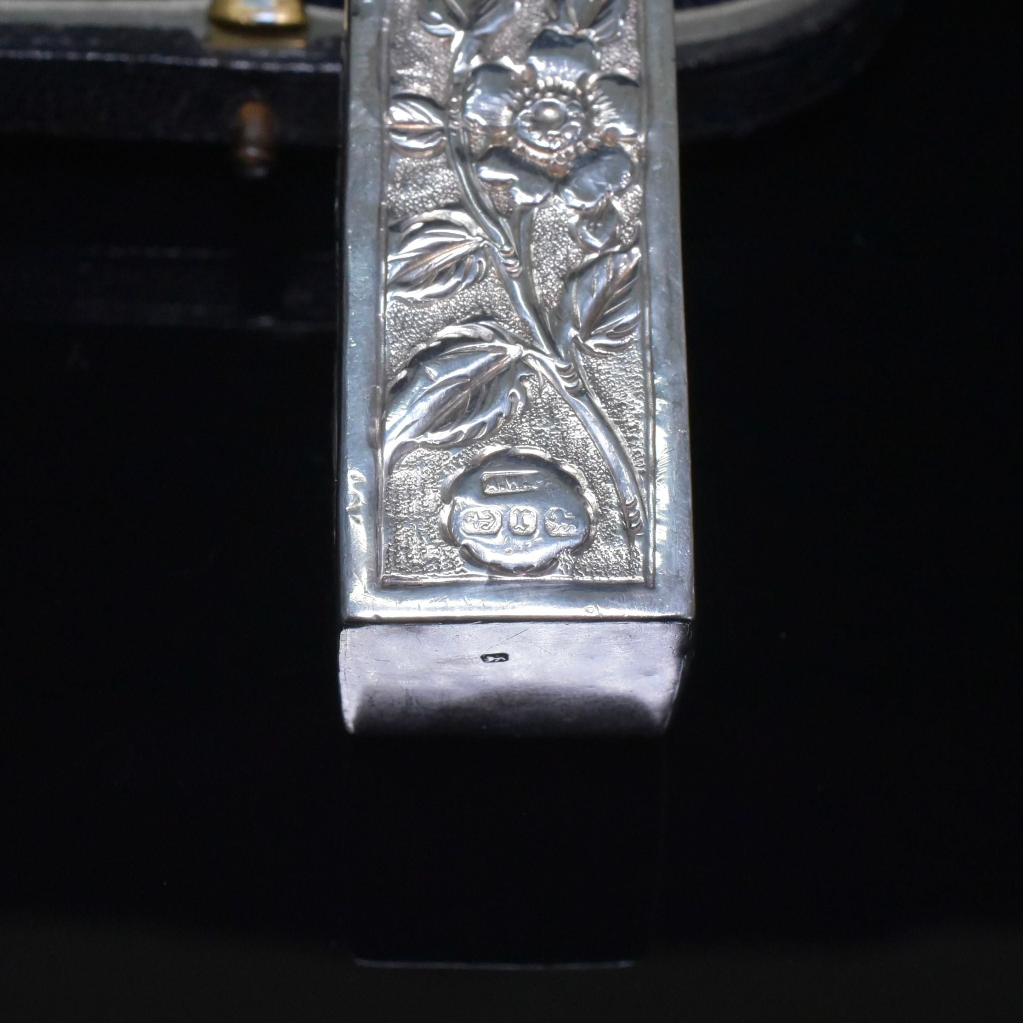 Antique Victorian/Art Nouveau Sterling Silver, Fitted Original Box, Perfume Bottle - Birmingham 1891