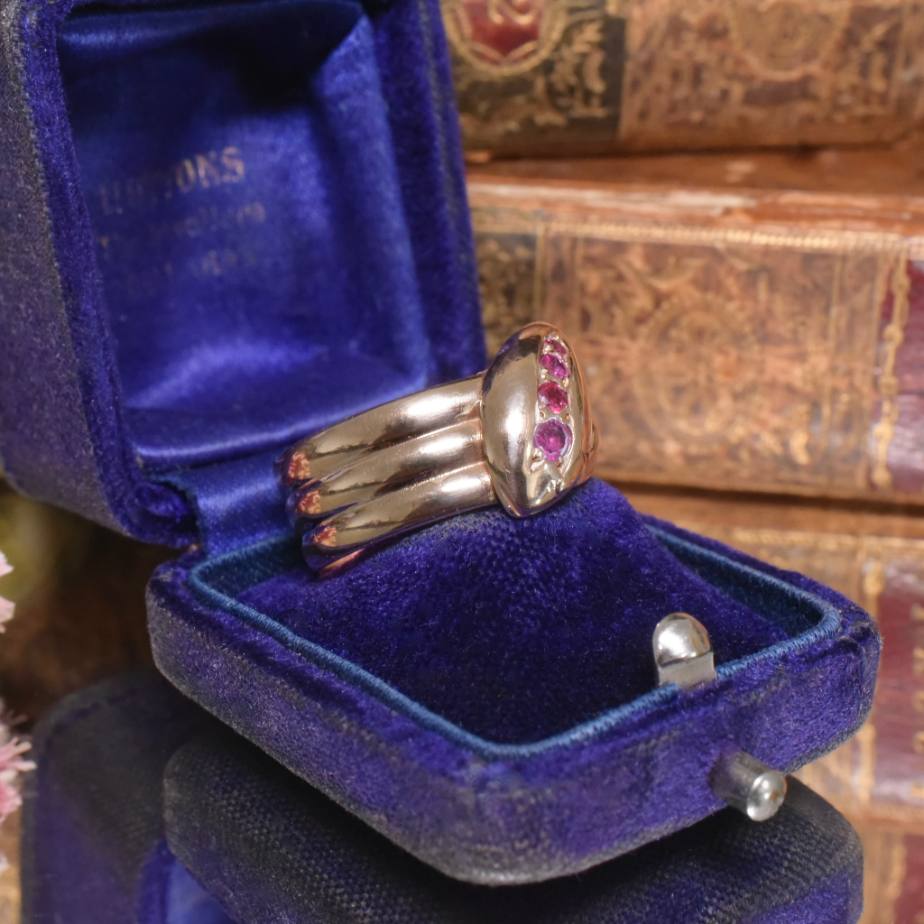 Antique Art Deco 9ct Rose Gold And Ruby Snake Ring - London 1919 Included In Purchase Valuation For $3,165 AUD