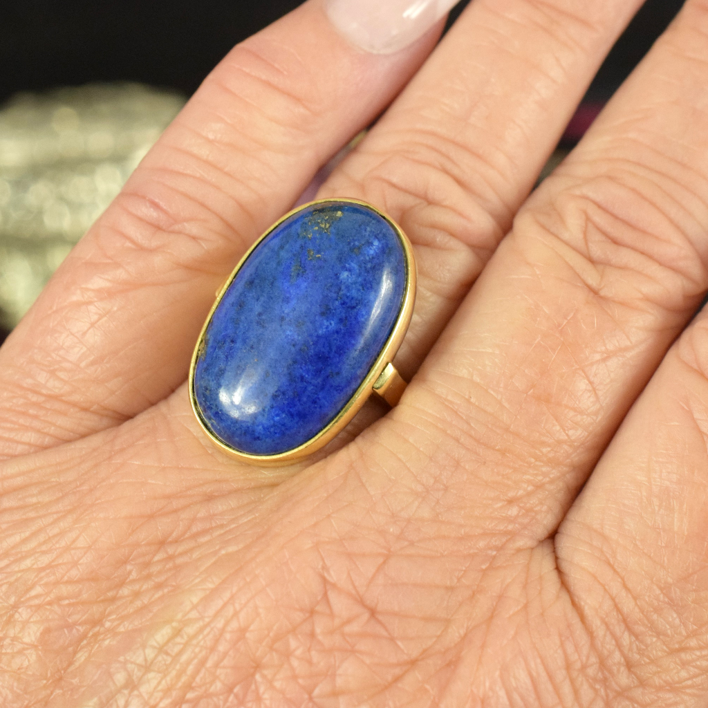 Vintage 18ct Yellow Gold Lapis Lazuli Ring