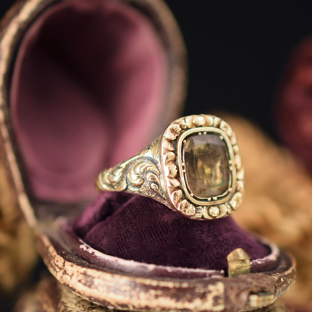 Georgian 9ct **Gold Cased** Citrine Ring Circa 1820