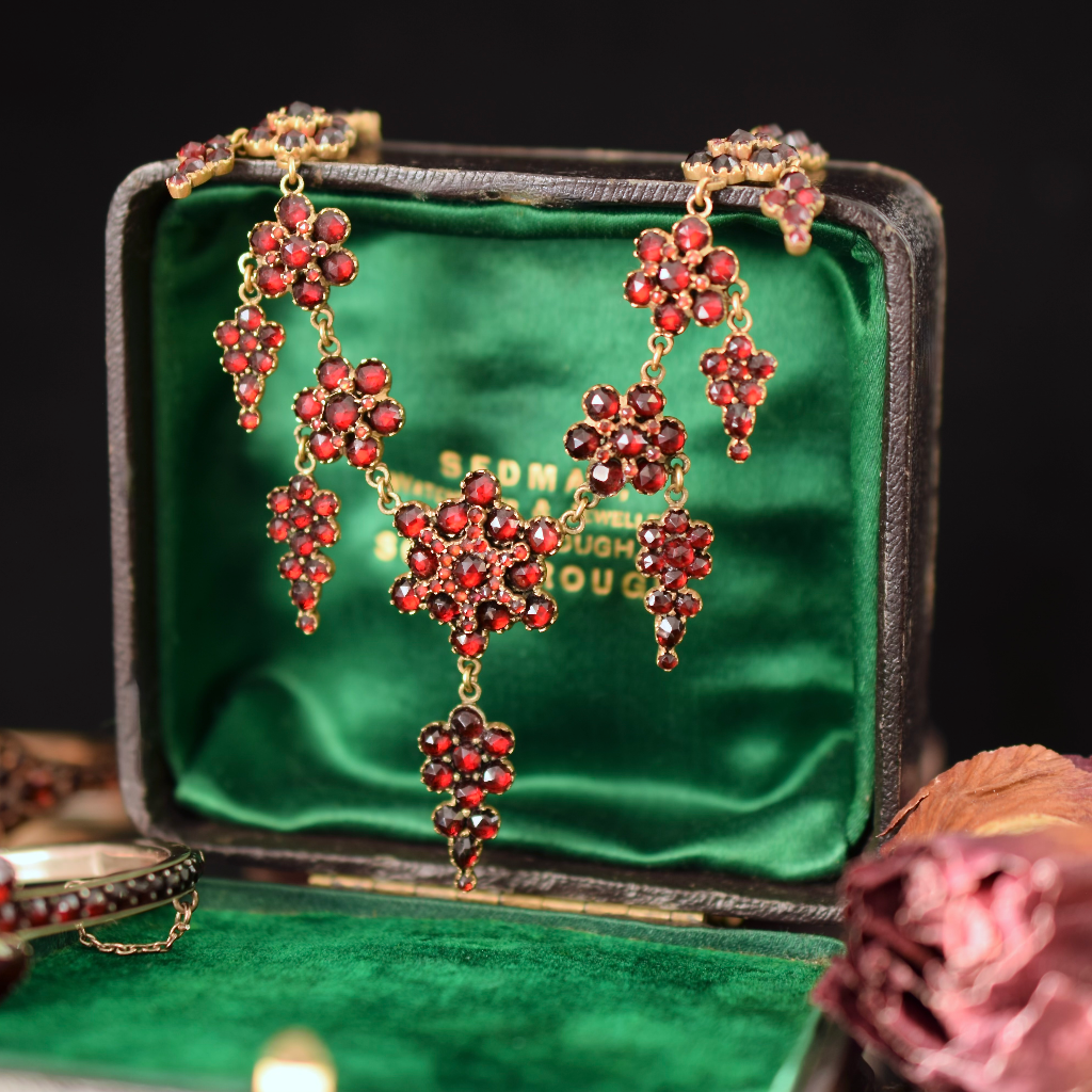 Antique Victorian Bohemian Garnet ‘Fringe’ Necklace Circa 1890-1910