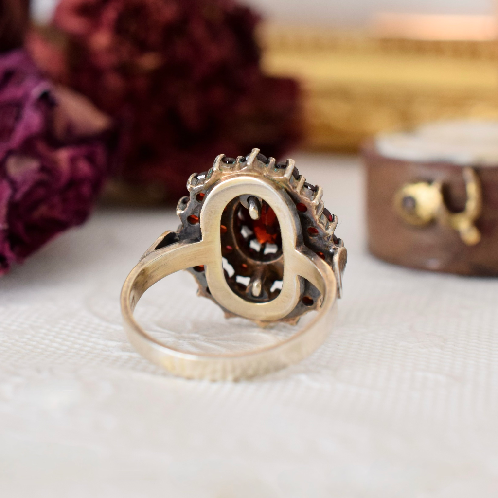 Early 20th Century Silver Gilt Bohemian Garnet Ring