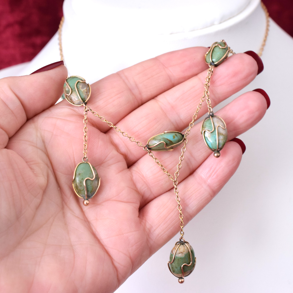 Rose gold deals and turquoise necklace