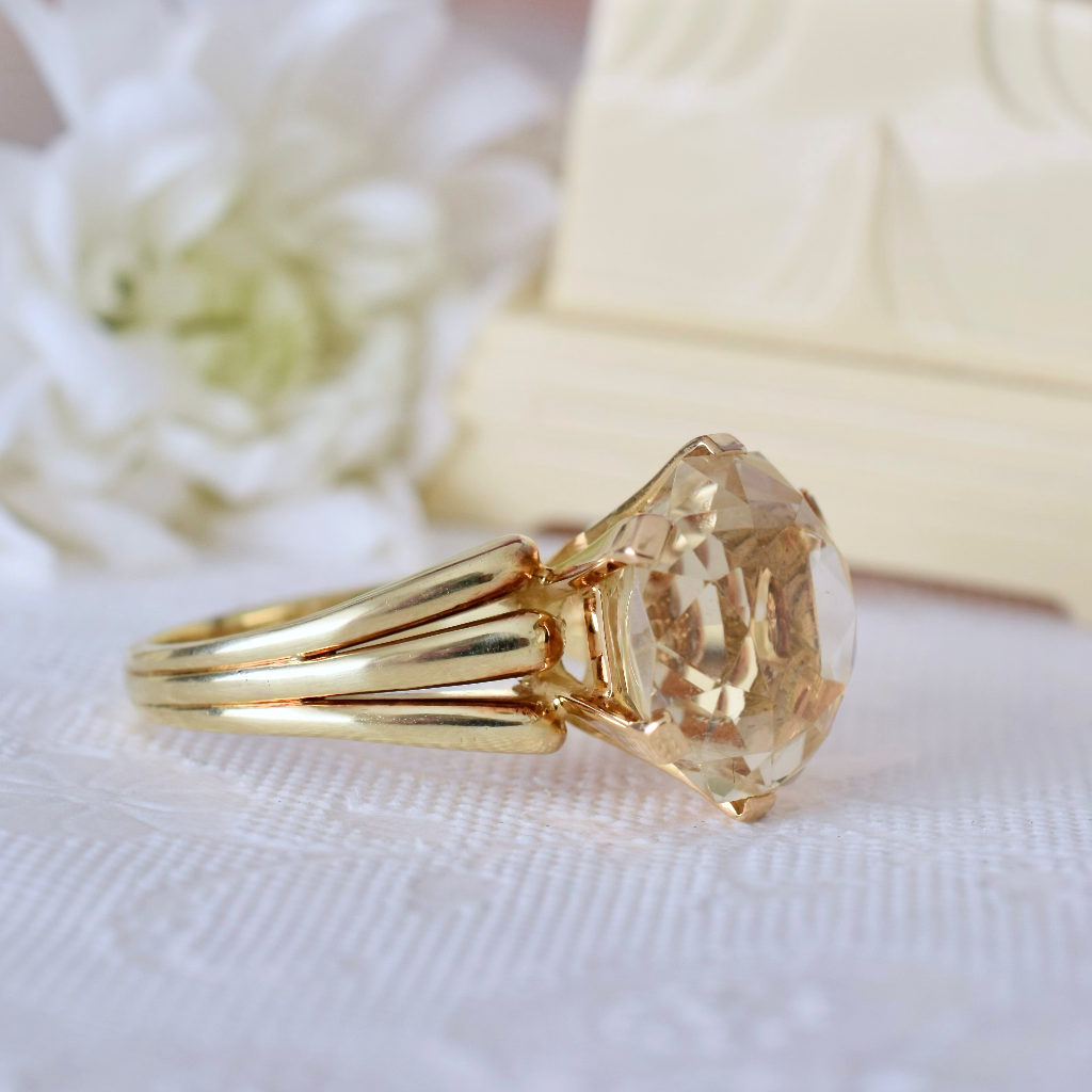 Modern 14ct Yellow Gold Lemon Citrine Ring