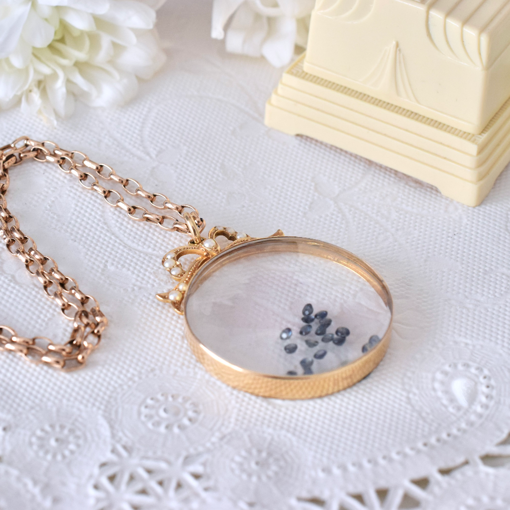 Edwardian 18ct Yellow Gold And Seed Pearl Pearl Double Sided Shaker/Photo Locket