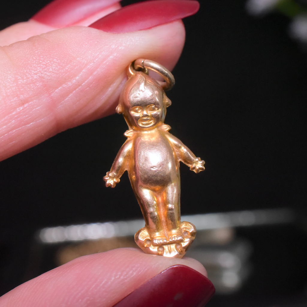 Antique Australian Edwardian 9ct Rose Gold 'Kewpie' Charm Pendant Circa 1910