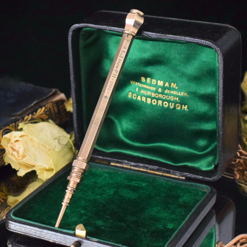 Victorian 9ct Yellow Gold Mechanical Pencil By Sampson & Mordan Circa 1890