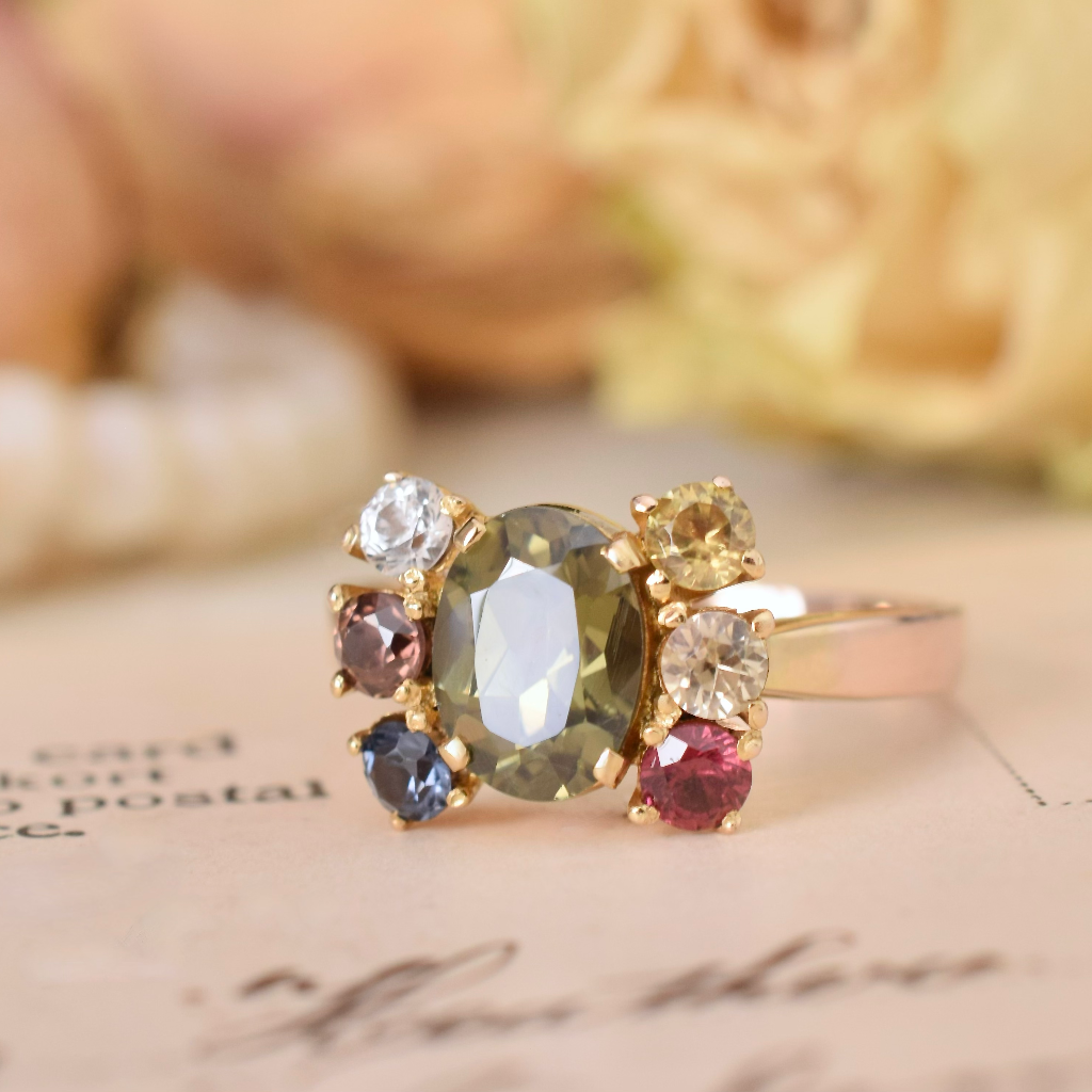 Modern 9ct Rose Gold Multi Gem Dress Ring