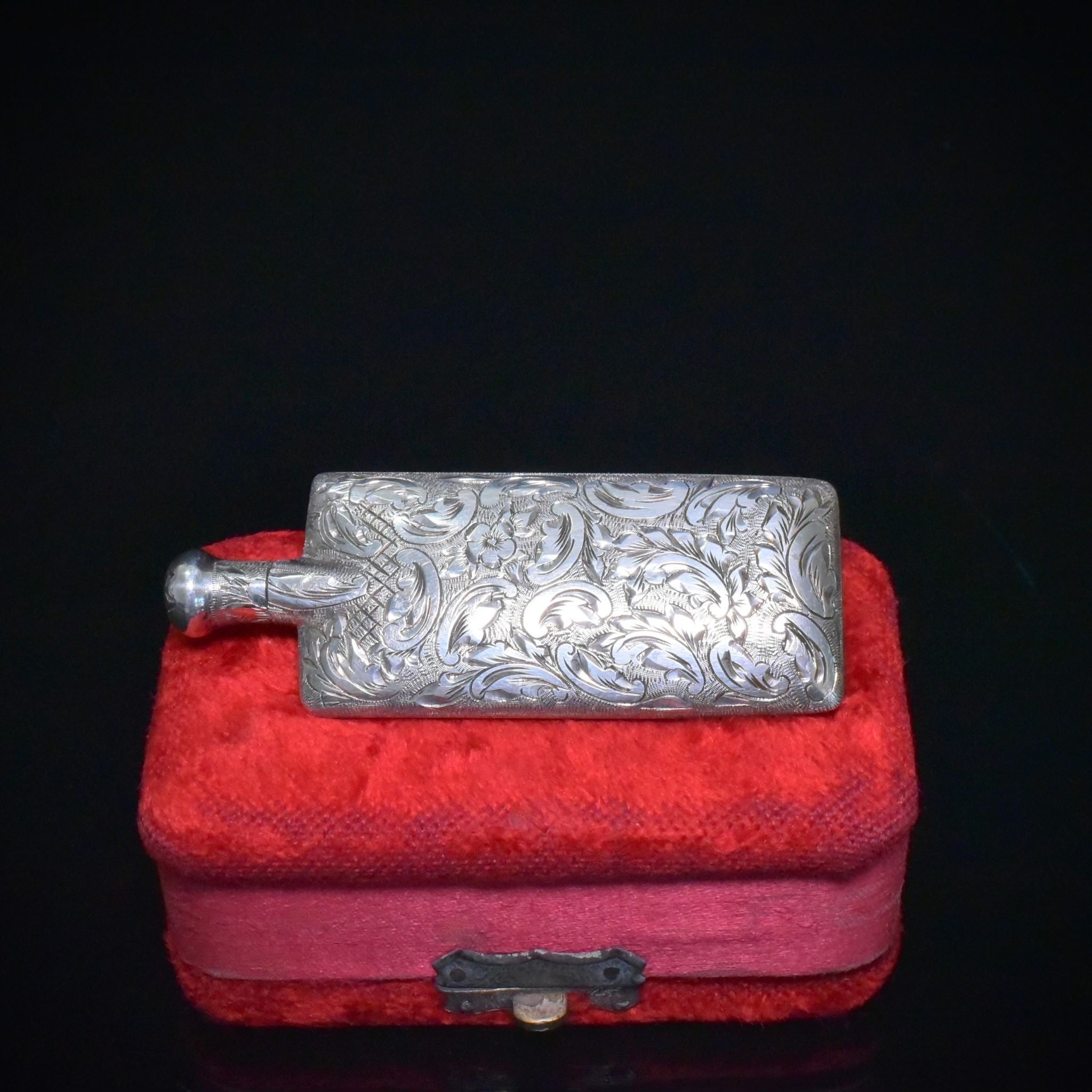 Antique Victorian Sterling Silver Flask-Shaped Perfume Bottle Circa 1890-1900