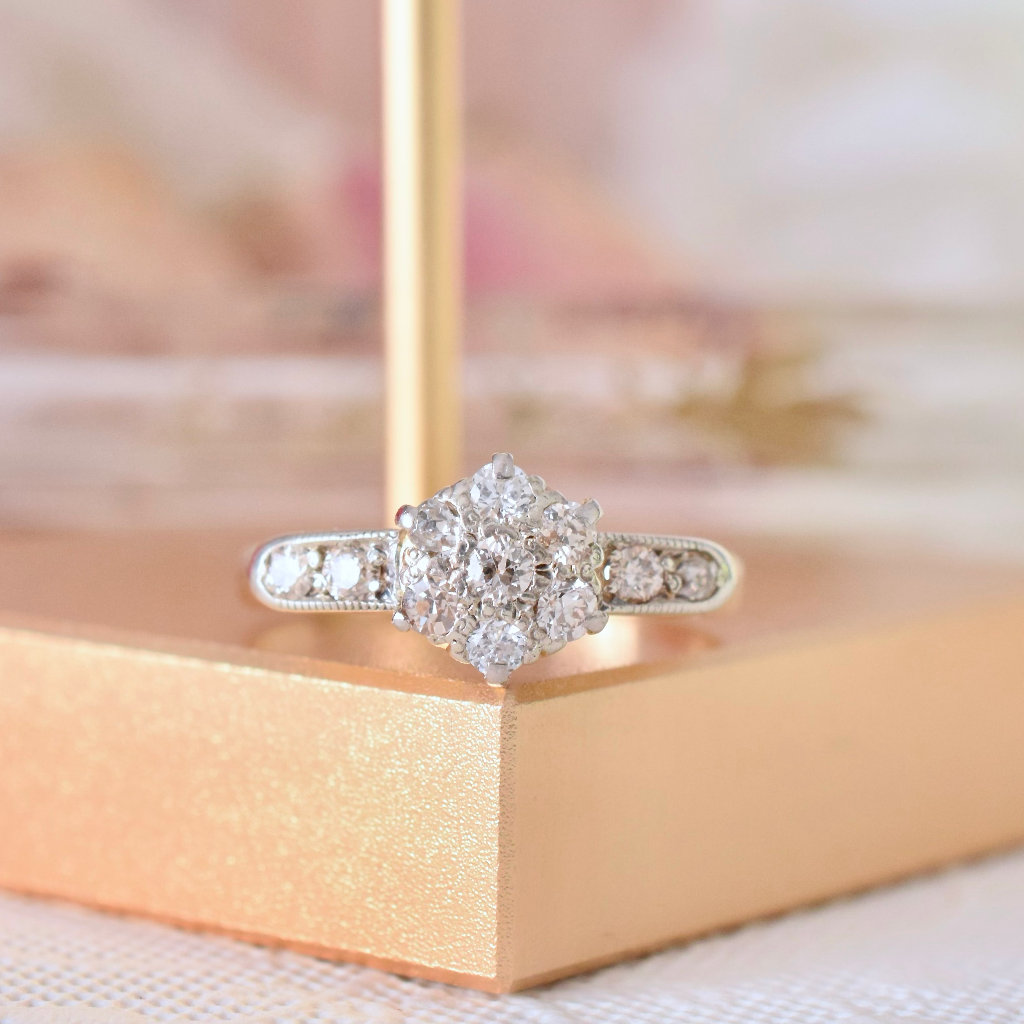 Antique Art Deco Era Diamond Daisy Cluster Ring Circa 1920’s