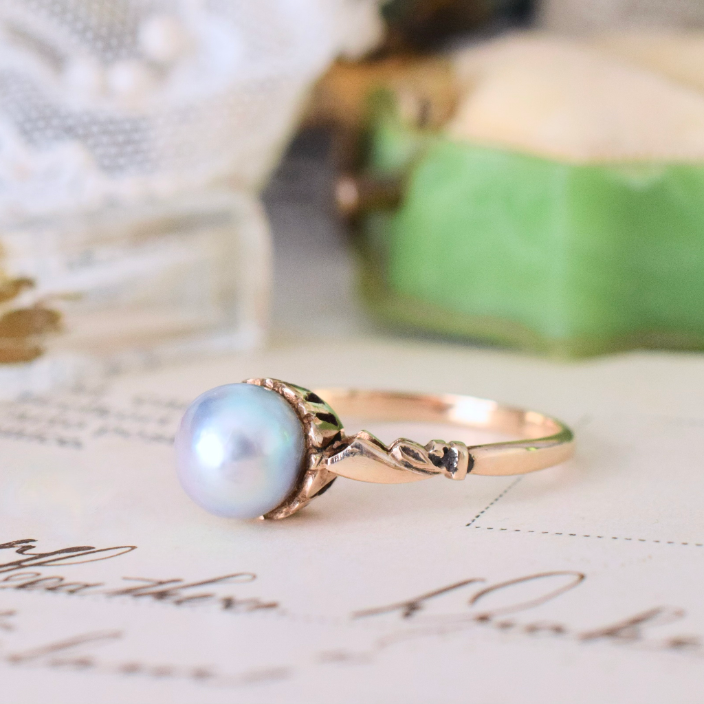 Vintage 9ct Rose Gold And Freshwater Pearl Ring