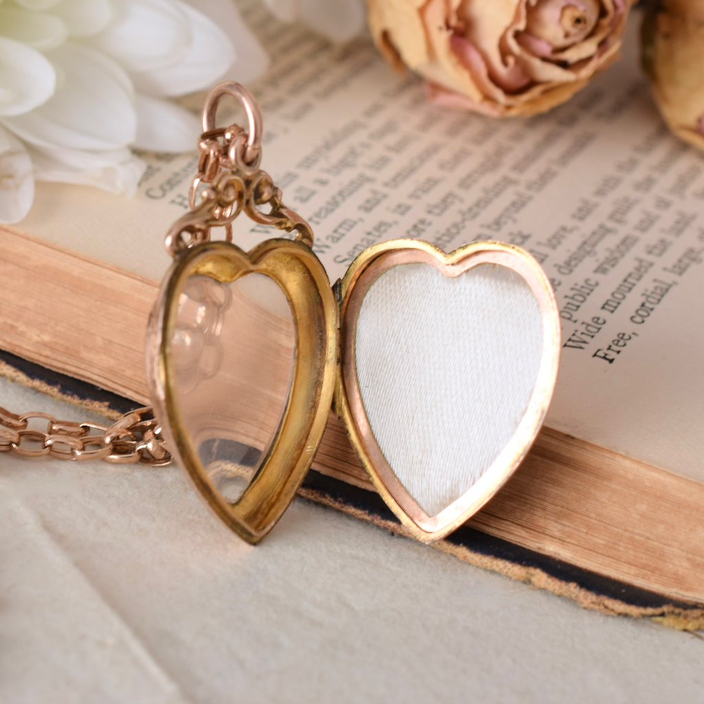 Antique Edwardian 9ct Rose Gold Heart Locket - Birmingham 1906