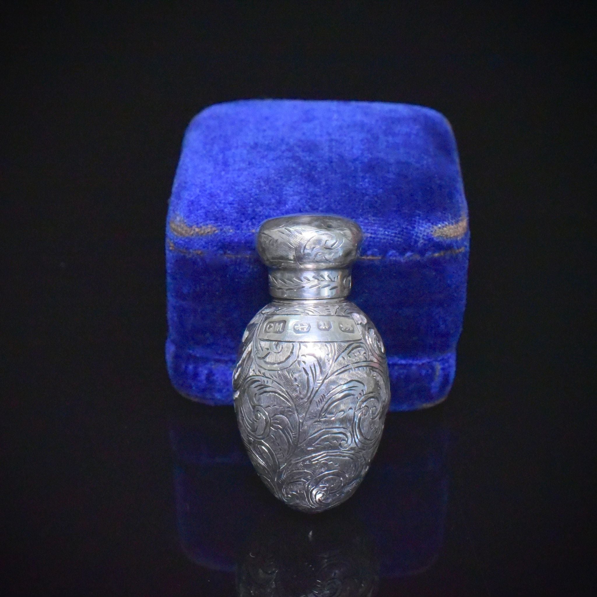 Antique Victorian Sterling Silver Perfume Bottle - C C May & Sons - Birmingham 1891