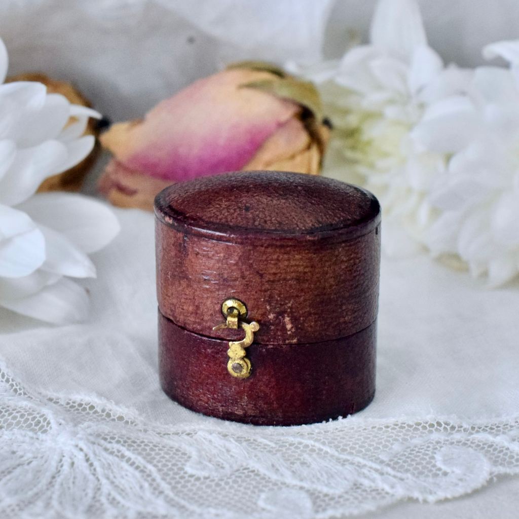 Large Victorian Brown Leather Ring Box