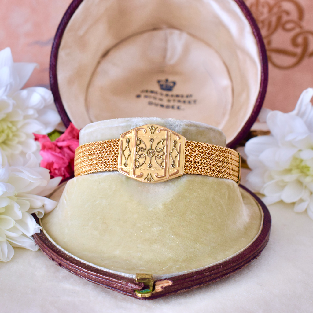 Victorian 14k *Gold Filled* Etruscan Style Slider Tassel Bracelet Circa 1890
