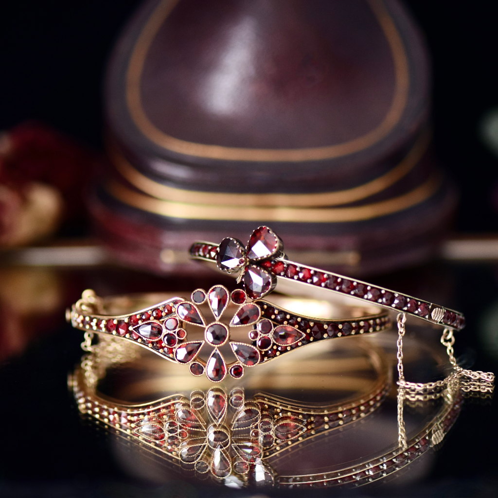 Antique Edwardian Era Bohemian Garnet Bangle Circa 1910