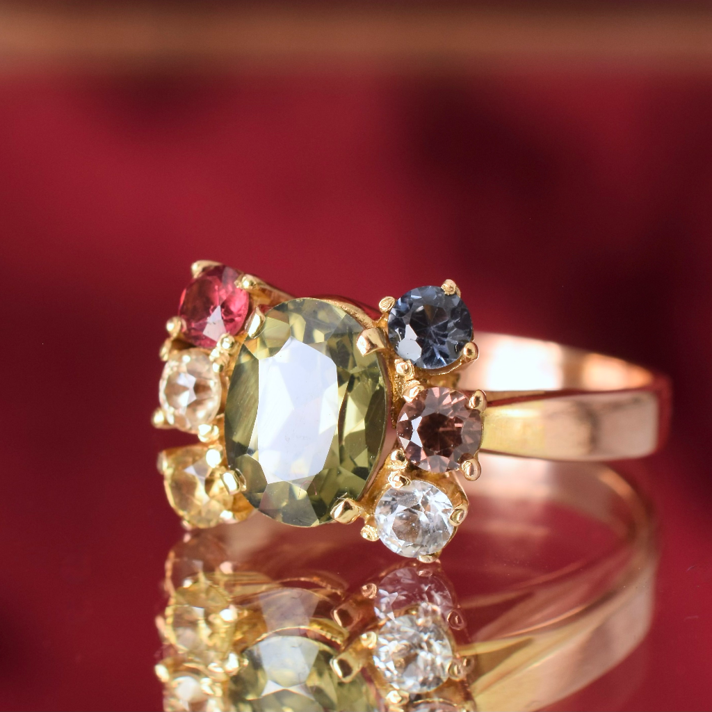 Modern 9ct Rose Gold Multi Gem Dress Ring