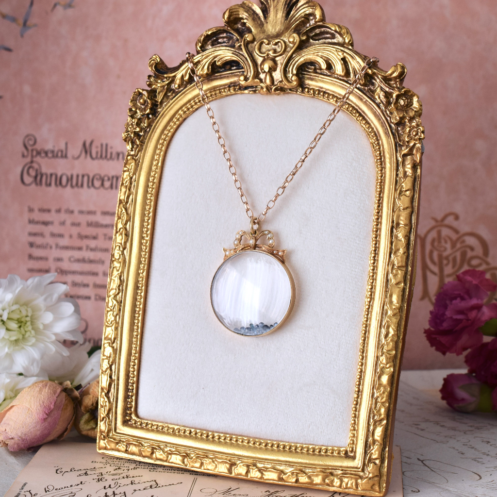 Edwardian 18ct Yellow Gold And Seed Pearl Pearl Double Sided Shaker/Photo Locket