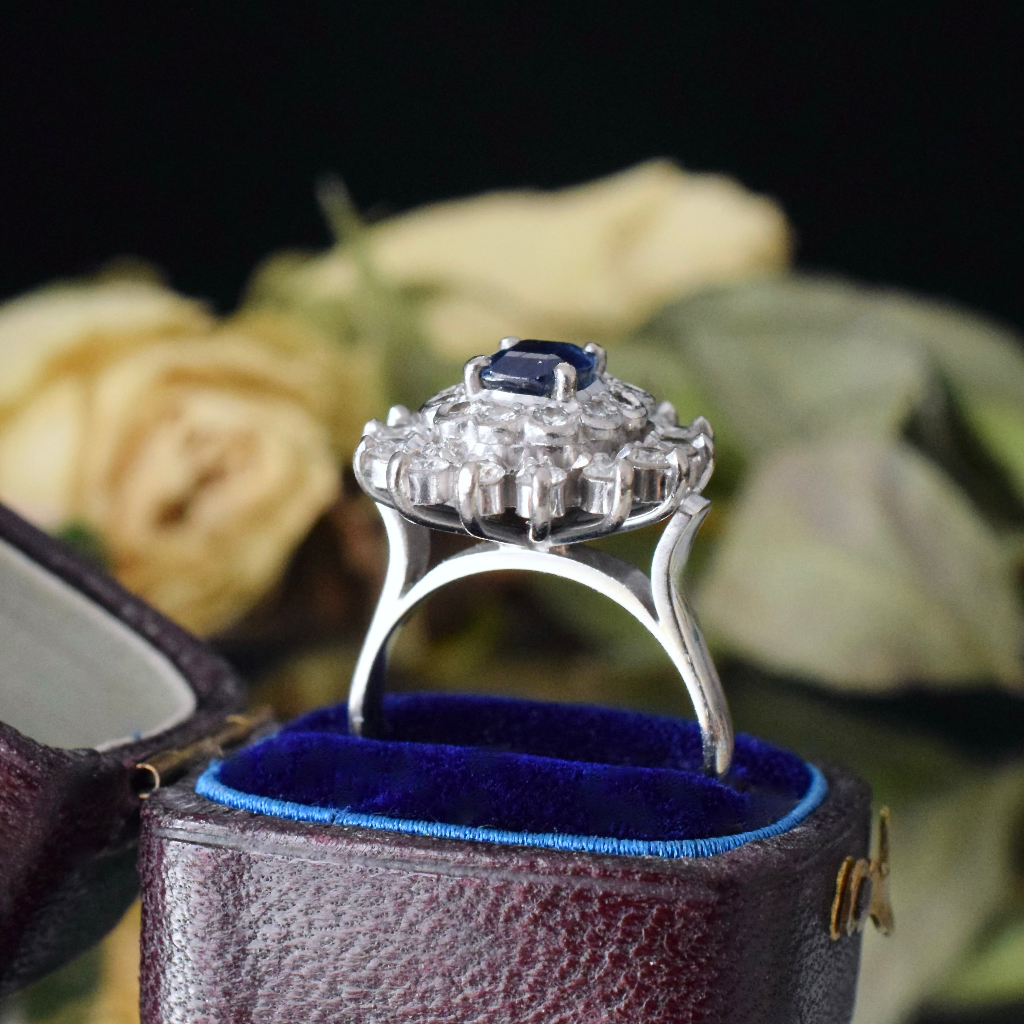 Modern 18ct White Gold Ceylon Sapphire And Diamond Ring Independent Valuation For $7,930 AUD Viewable Upon Request