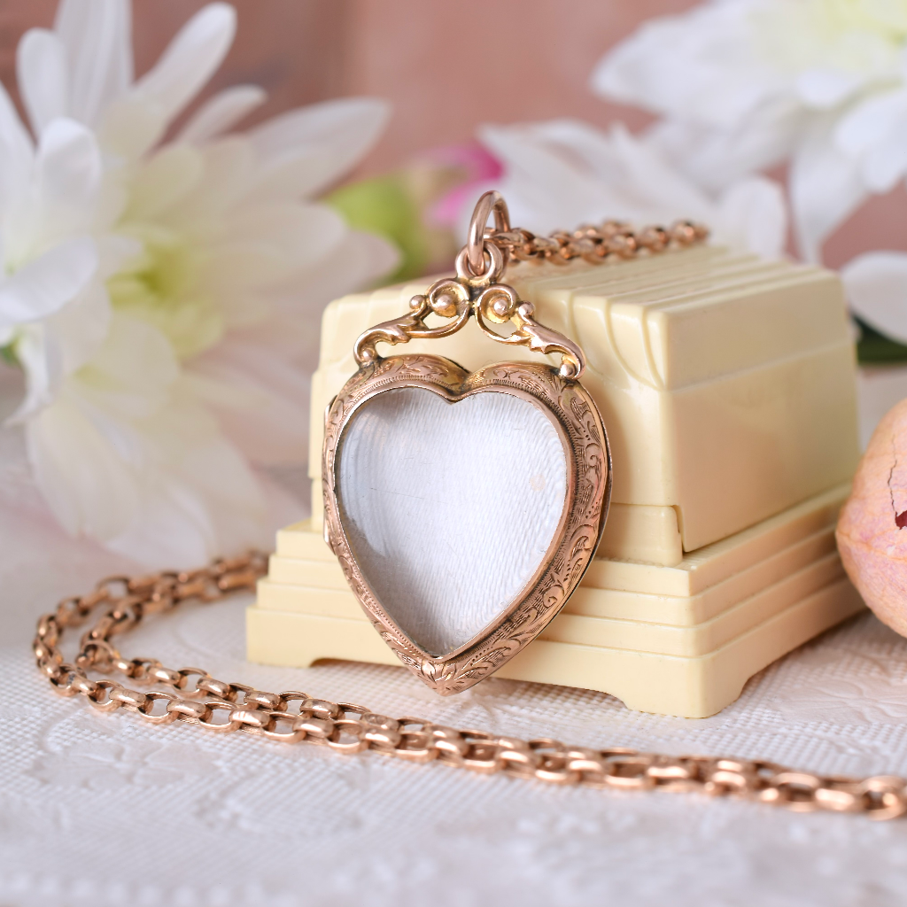 Antique Edwardian 9ct Rose Gold Heart Locket - Birmingham 1906