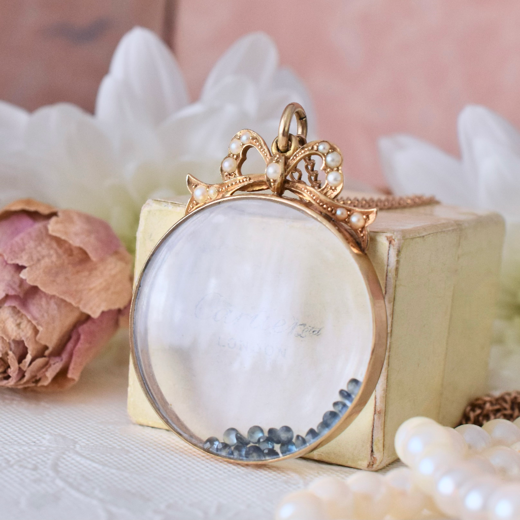 Edwardian 18ct Yellow Gold And Seed Pearl Pearl Double Sided Shaker/Photo Locket