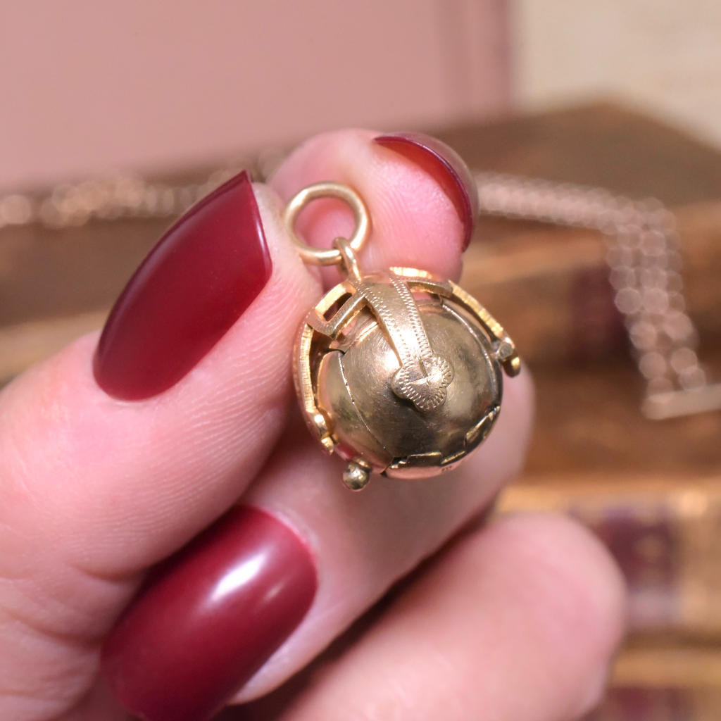 Antique Edwardian/Art Deco Era British Masonic Orb Pendant 9ct Yellow