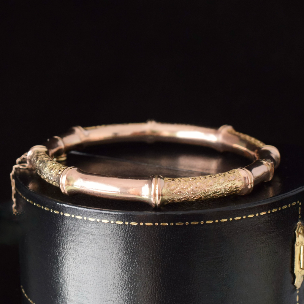 Antique 9ct Rose Gold ‘Bamboo’ Bangle By Smith & Pepper, Birmingham 1911