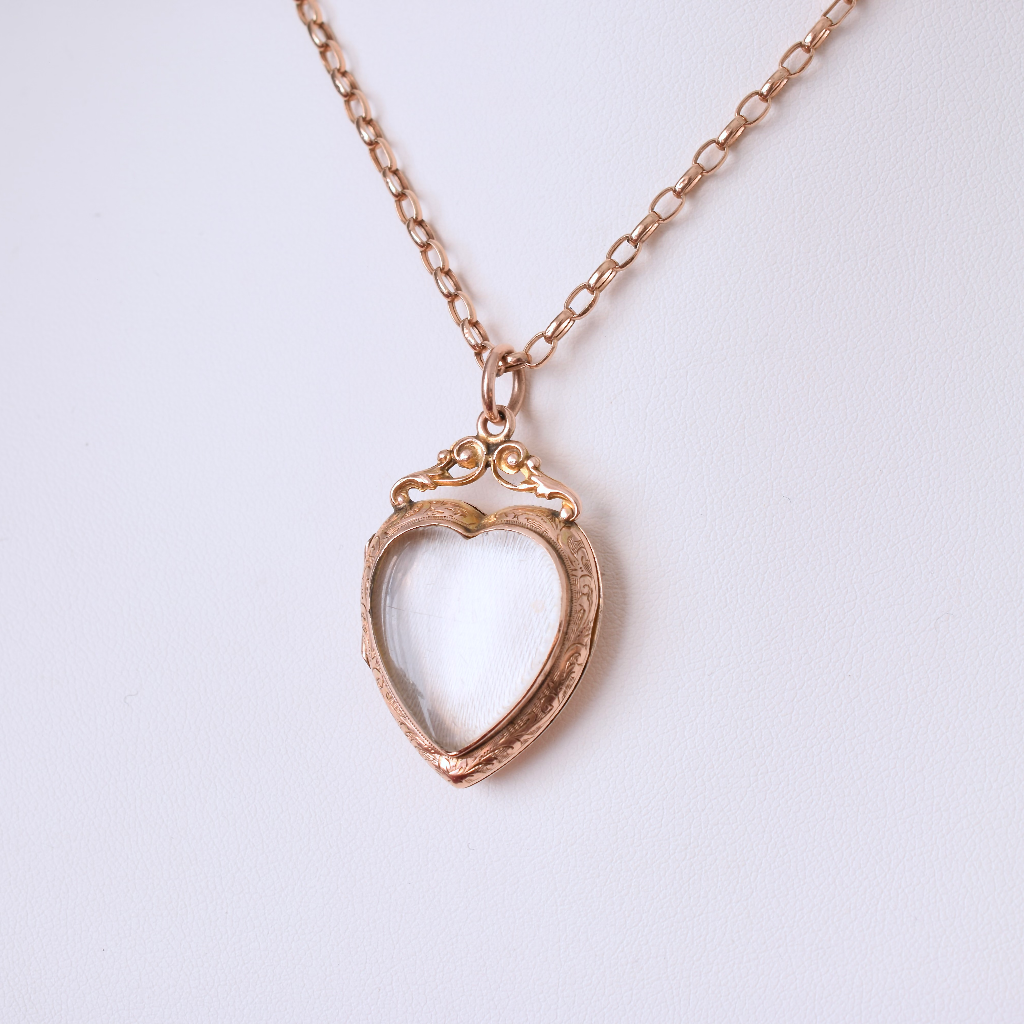 Antique Edwardian 9ct Rose Gold Heart Locket - Birmingham 1906