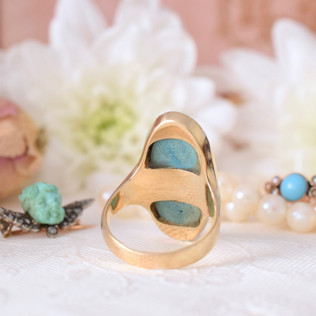 Modern 9ct Yellow Gold Turquoise Ring