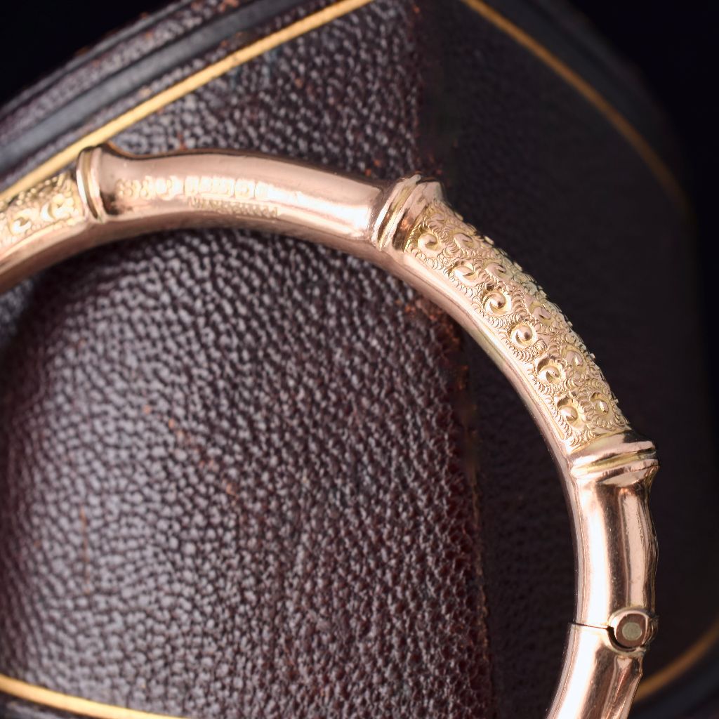 Antique 9ct Rose Gold ‘Bamboo’ Bangle By Smith & Pepper, Birmingham 1911