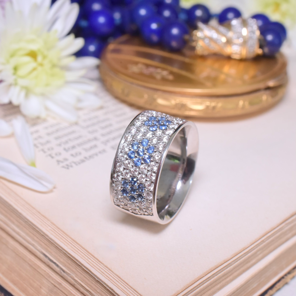 Superb 18ct White Gold Diamond And Sapphire Ring
