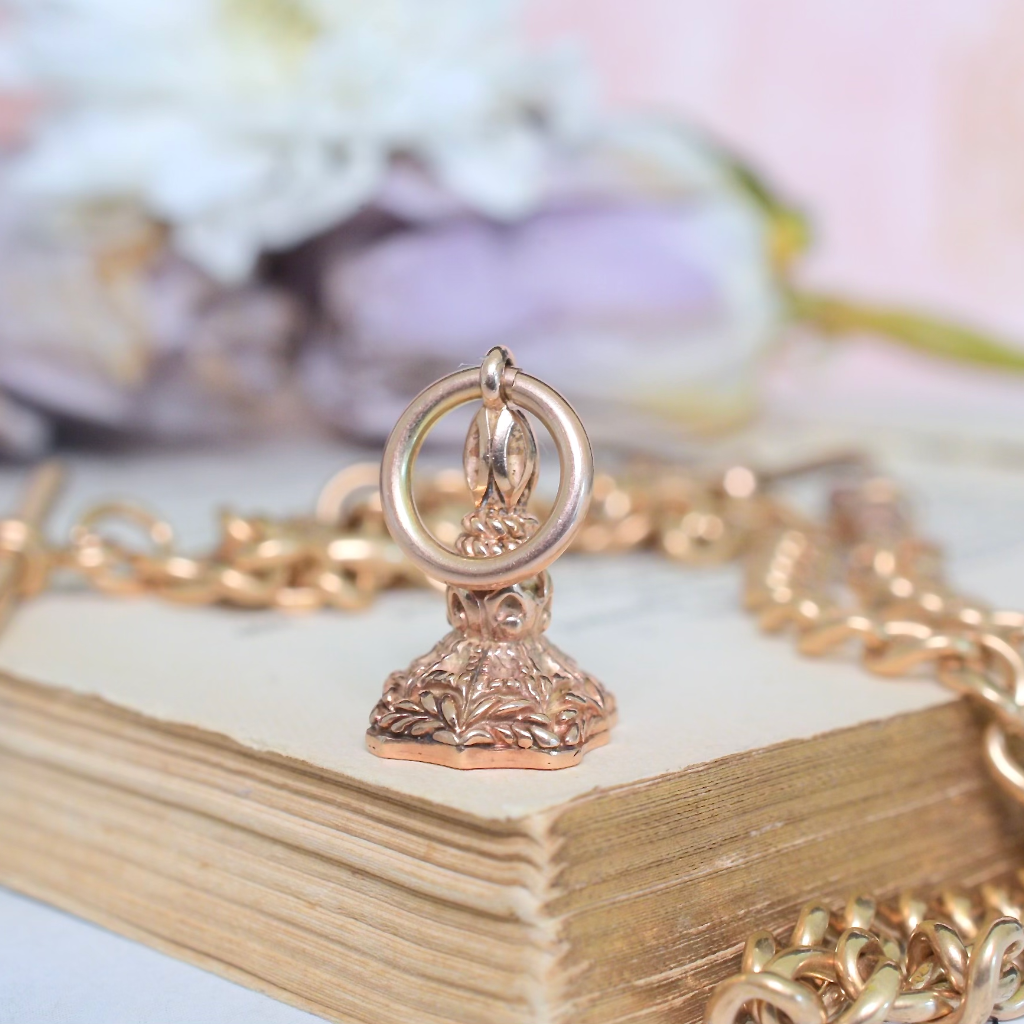 Vintage 9ct Rose Gold Ornate Fob Charm/Pendant