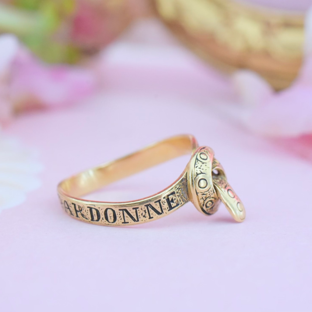 Antique French Victorian 18ct Yellow Gold ‘Je Plains et je Pardonne’ Ring Circa 1840-1860