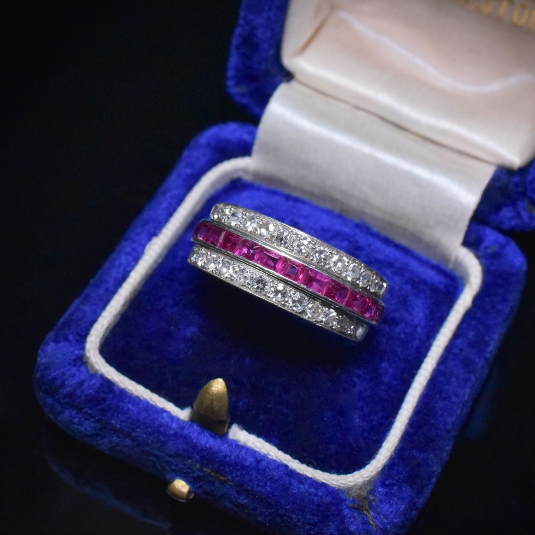 Superb Antique Art Deco Platinum Ruby Sapphire ‘Flip’ Ring Circa 1920’s