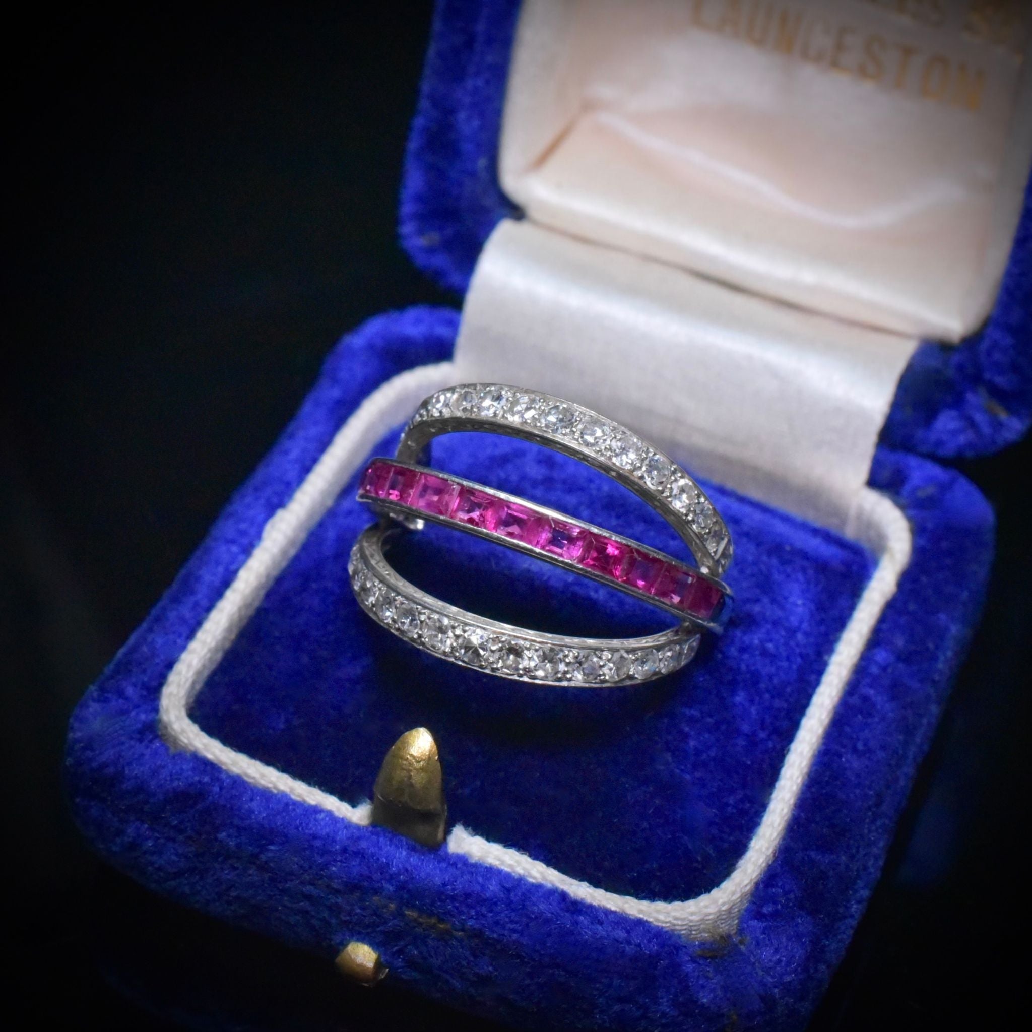Superb Antique Art Deco Platinum Ruby Sapphire ‘Flip’ Ring Circa 1920’s