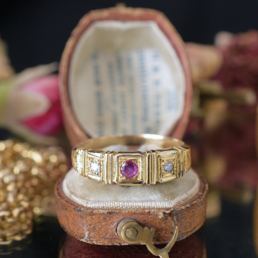 Modern 18ct Yellow Gold Ruby And Diamond Ring