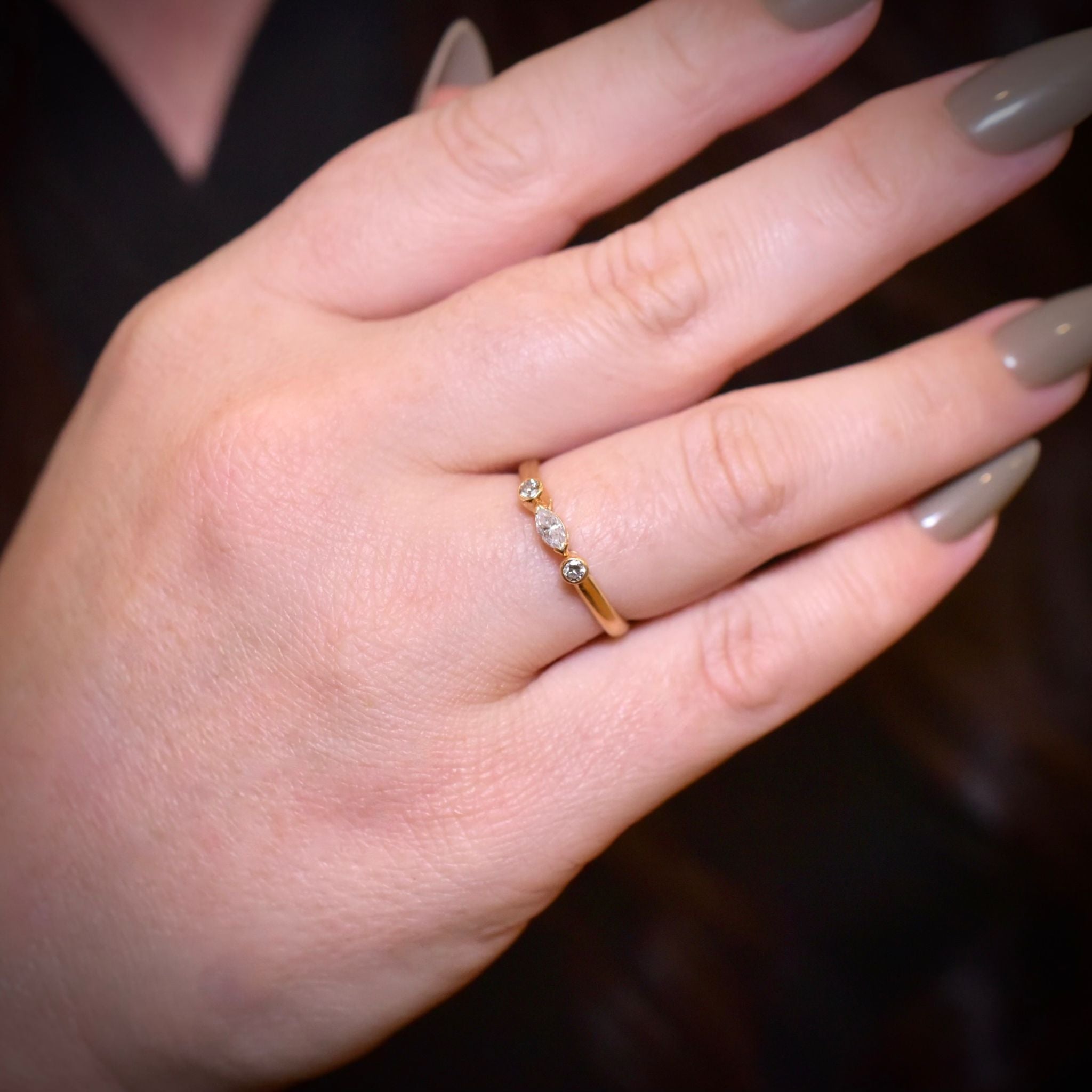 Modern 18ct Yellow Gold And Diamond Ring