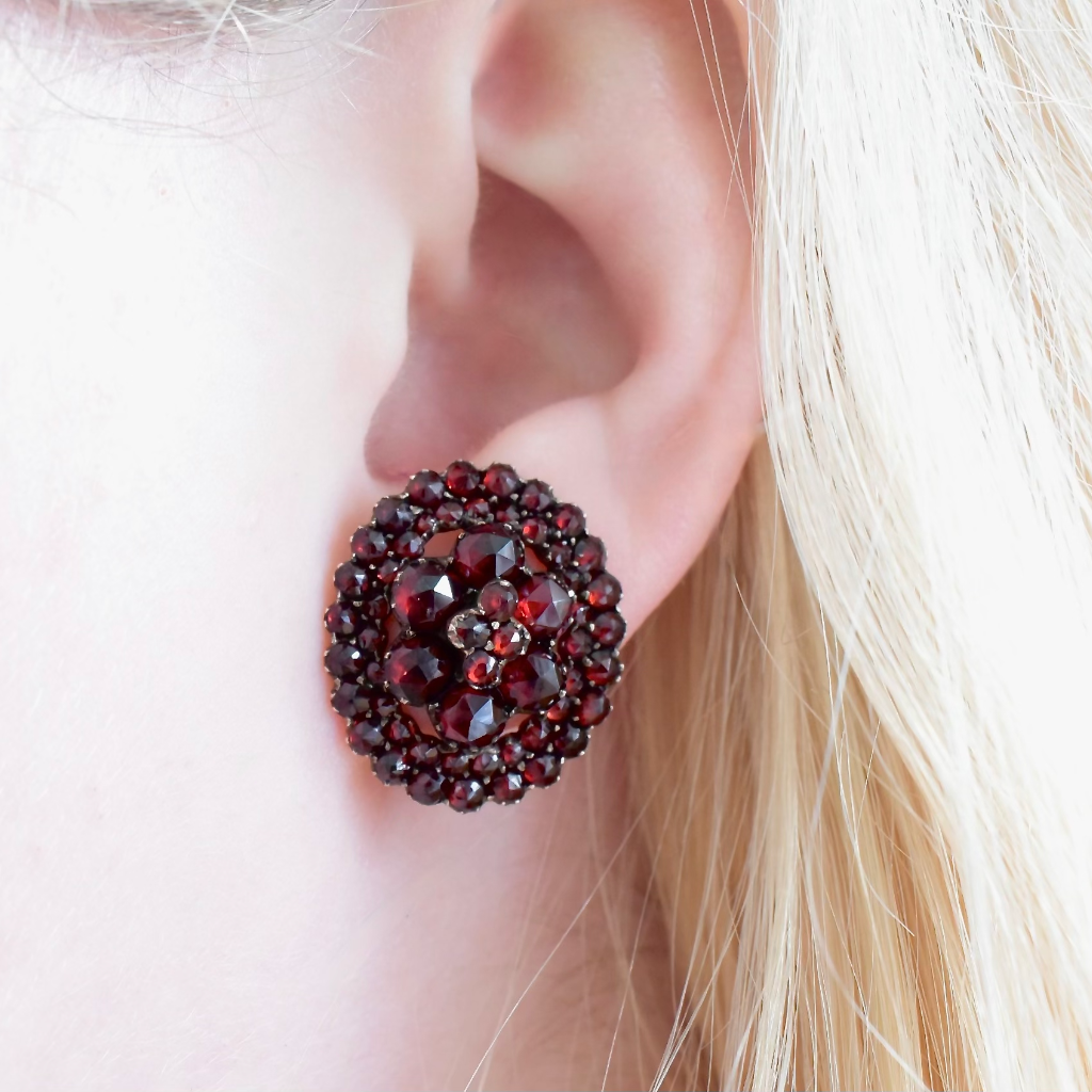 Antique Victorian Bohemian Garnet Earrings