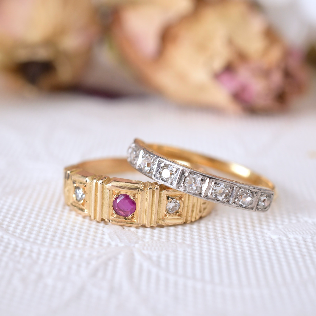 Modern 18ct Yellow Gold Ruby And Diamond Ring