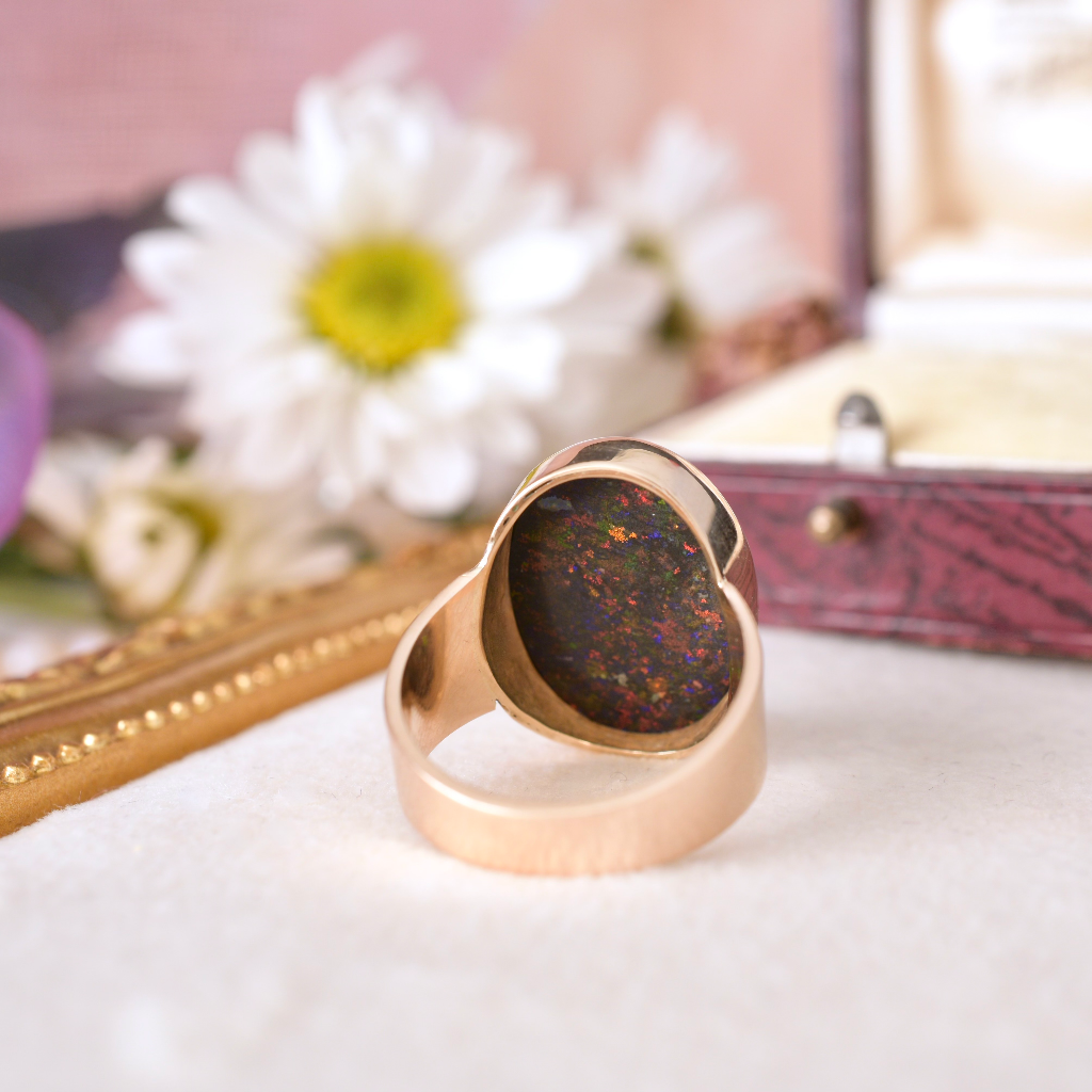 Vintage 9ct Yellow Gold Andamooka Matrix Opal Ring