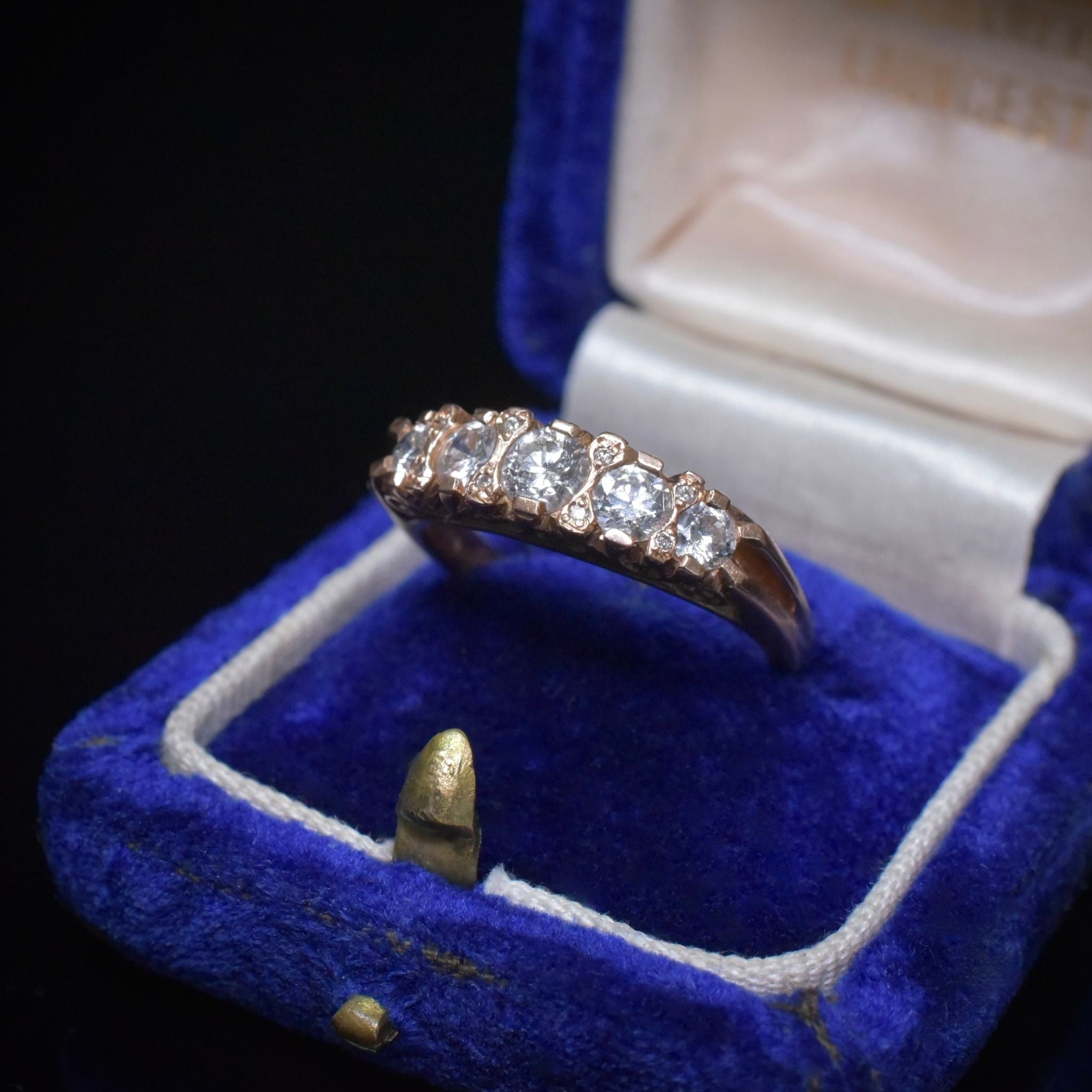 Contemporary, Antique Style, Australian Designer 18ct Rose Gold Five Diamond Half-Hoop Ring 0.76ct By Troy O’Brien