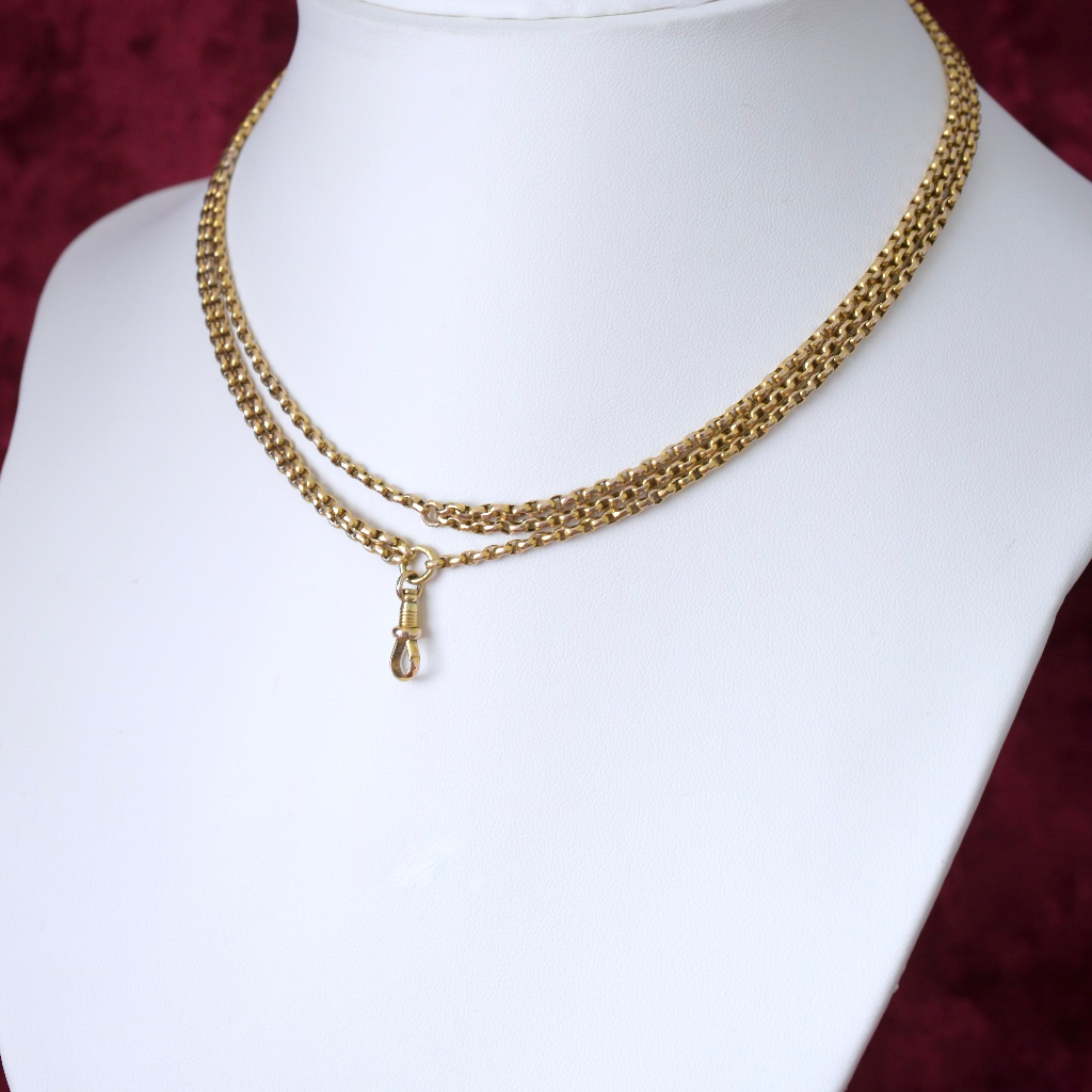 Antique Victorian **11ct Rose Gold Faceted Link Chain Circa 1890’s