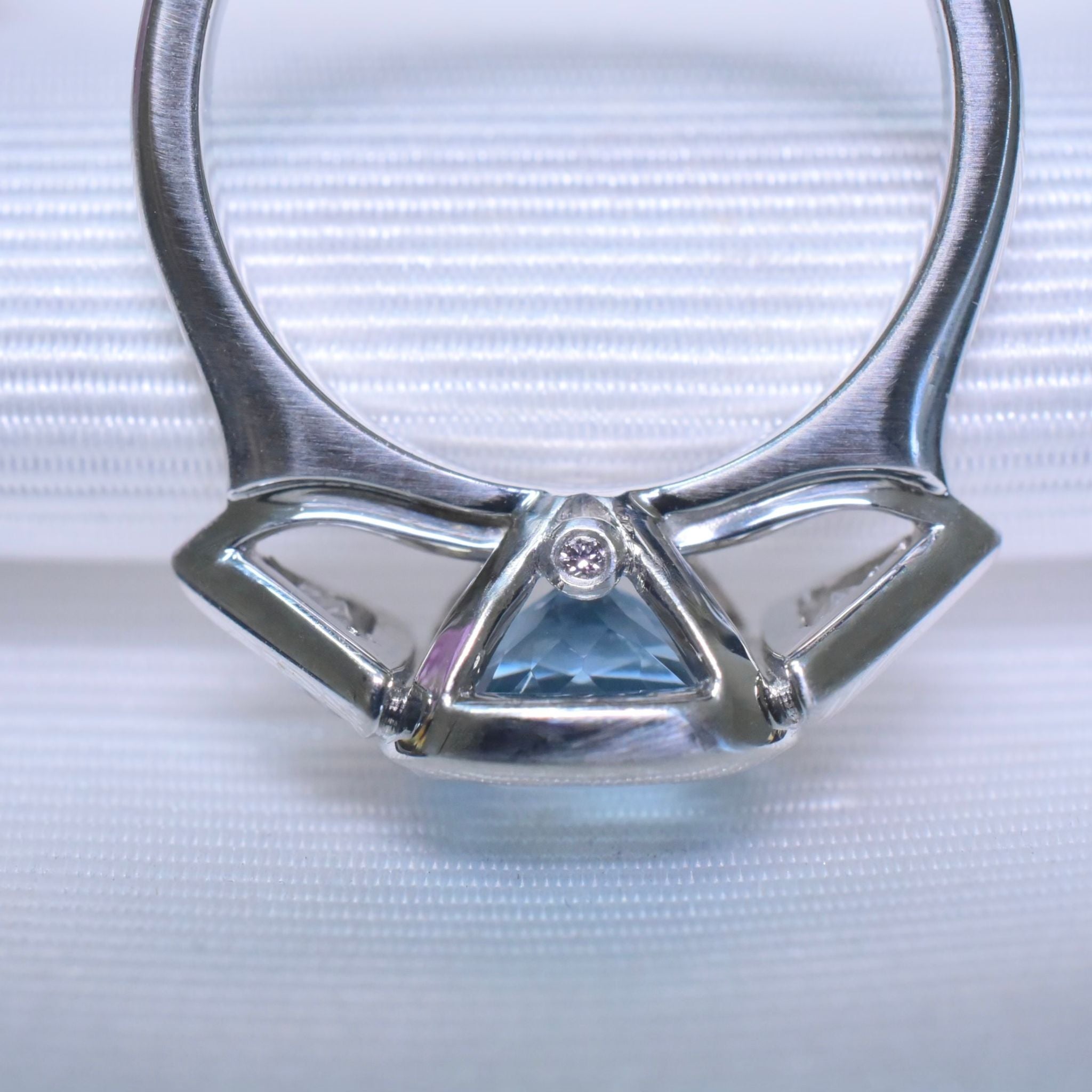 Superb Solid Platinum Aquamarine, Diamond, And Pink Diamond Ring